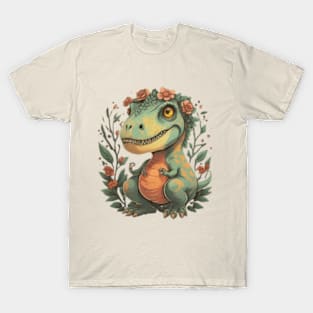 Floral cute dinosaur trex gift ideas kids floral dino trex gift ideas T-Shirt